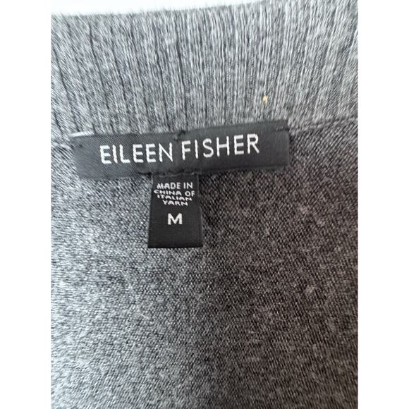 Eileen Fisher Dark Gray Knit Long Sleeve Open Front Waterfall Cardigan Sz M - Picture 5 of 7